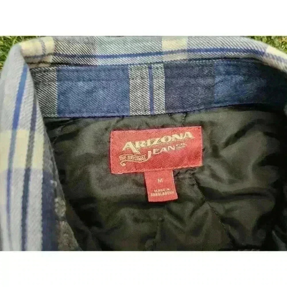 Arizona Jean Co Lined Flannel Plaid Snap Mens Sz Medium Faded Quilted - Picture 4 of 8